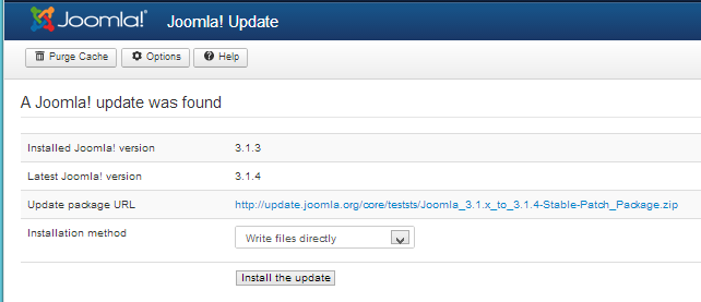 Joomla Update Run