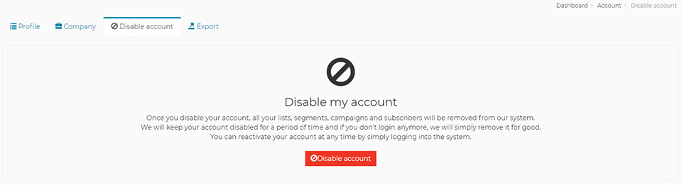 disable account disable account