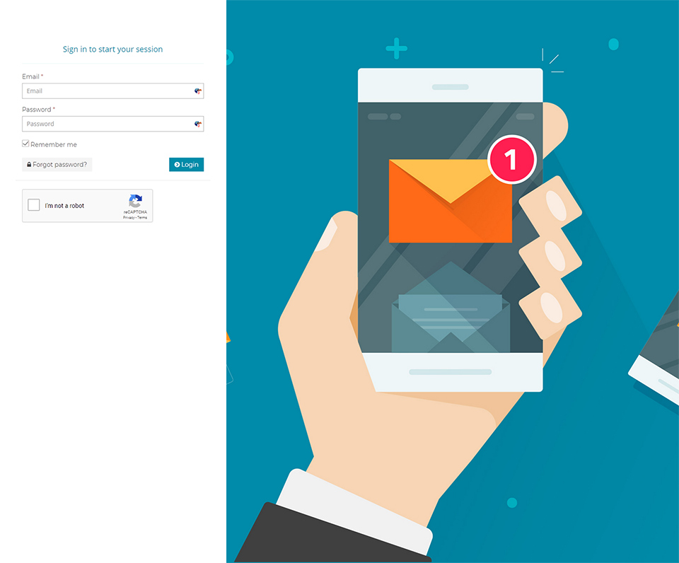 login login screen for transactional e-mail management