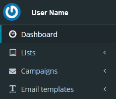 main menu for transactional e-mail management